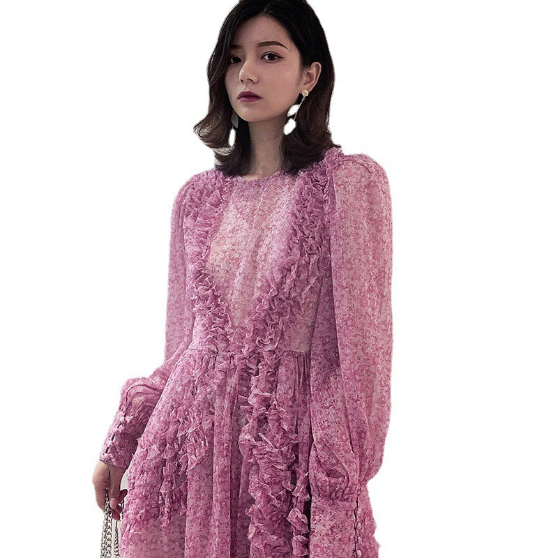 Free Shipping Catwalk Heavy Craft Applique Pleated