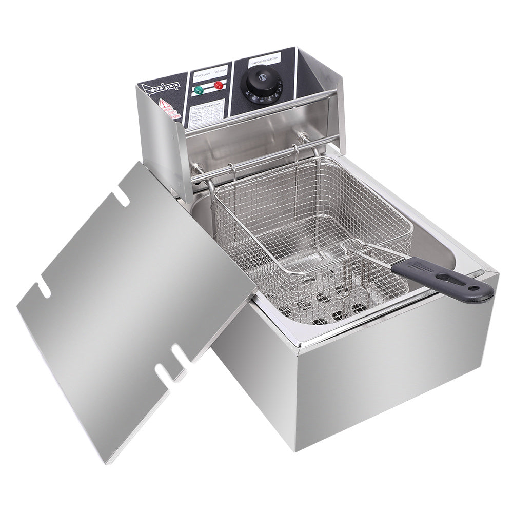 Electric Fryer Silver Stainless Steel Single Cylinder