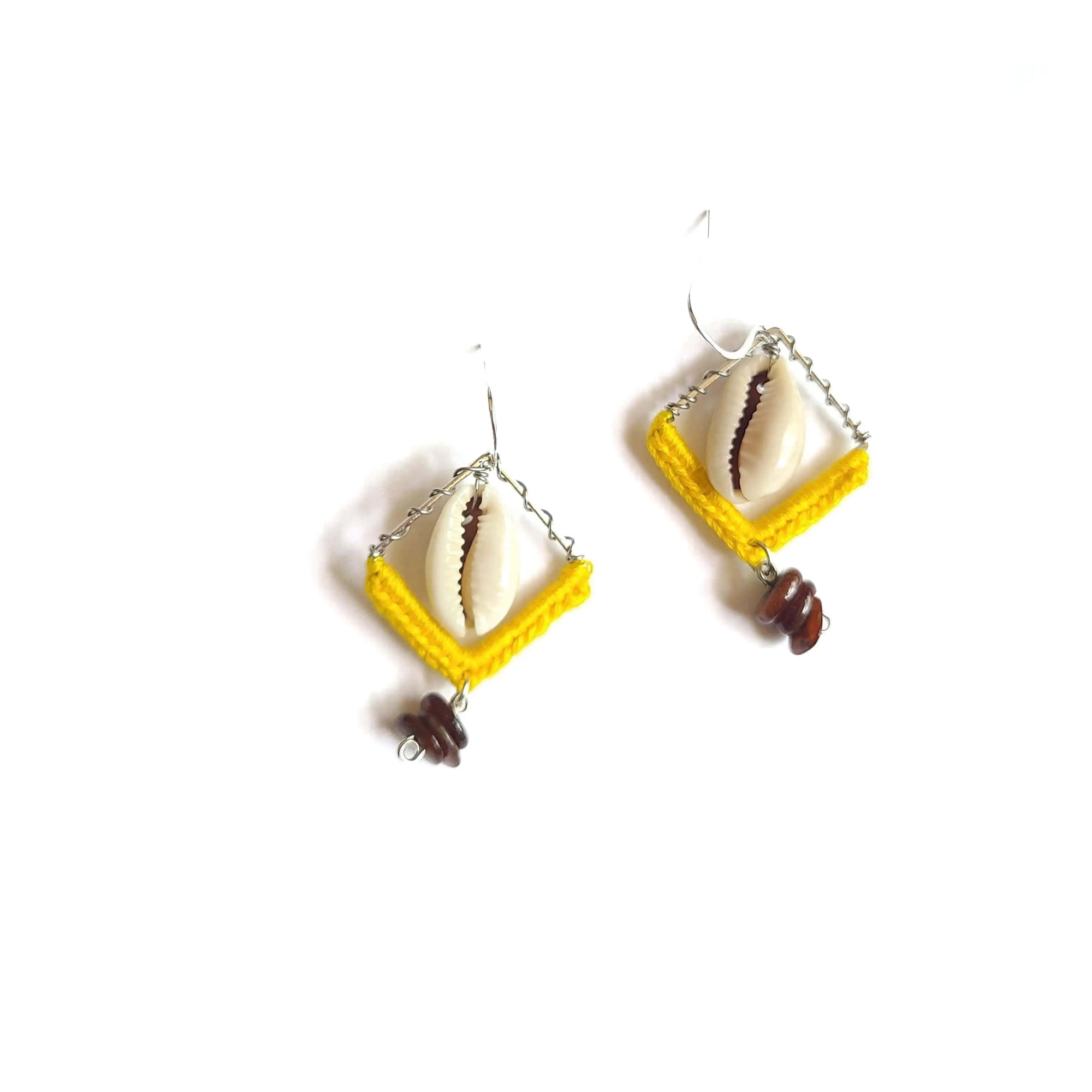 Earthy Cowrie Shell Dangle Earrings