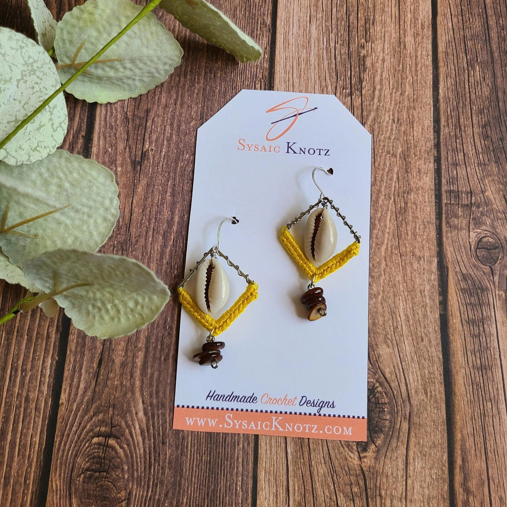 Earthy Cowrie Shell Dangle Earrings