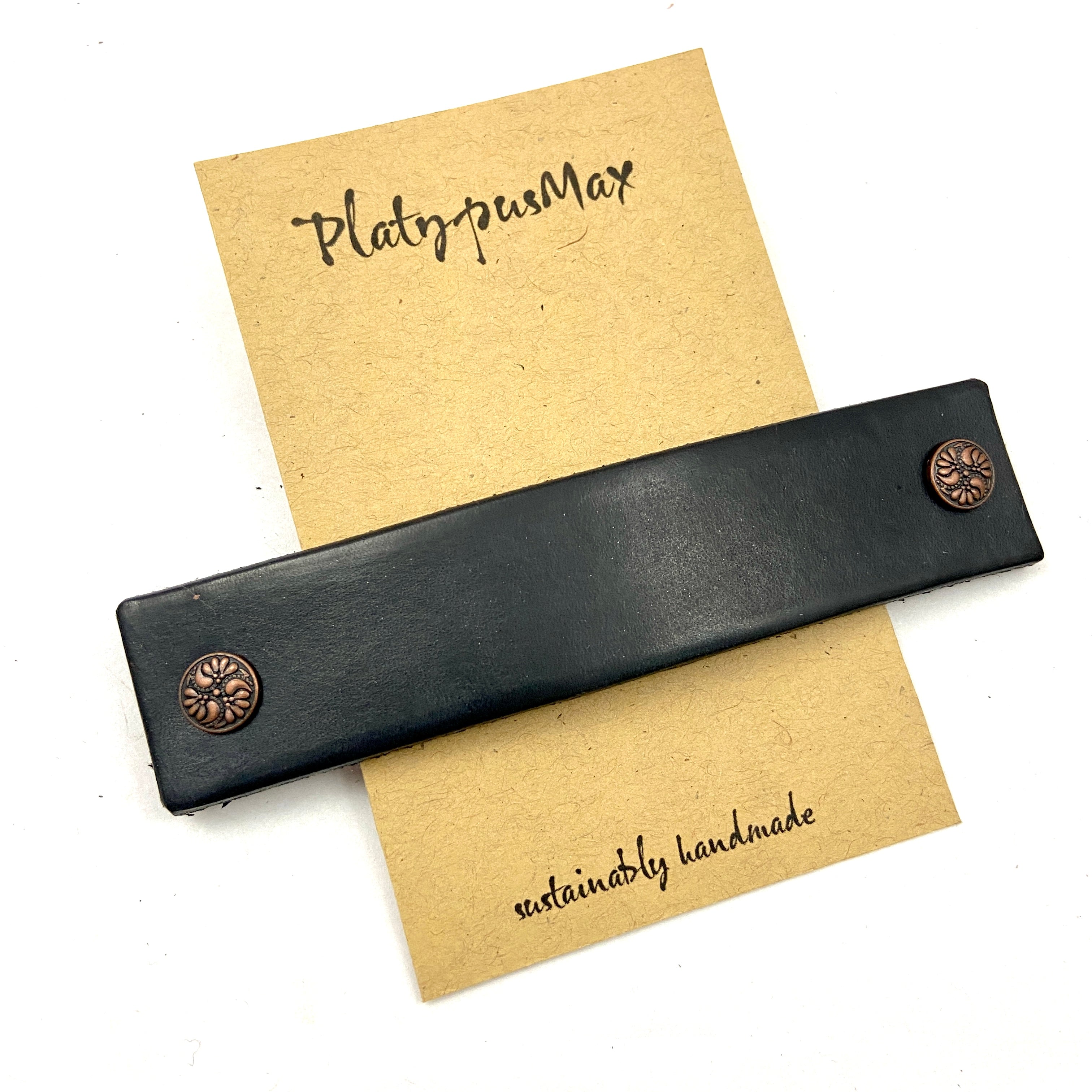 Black Barrette with Rustic Bronze Textured Studs