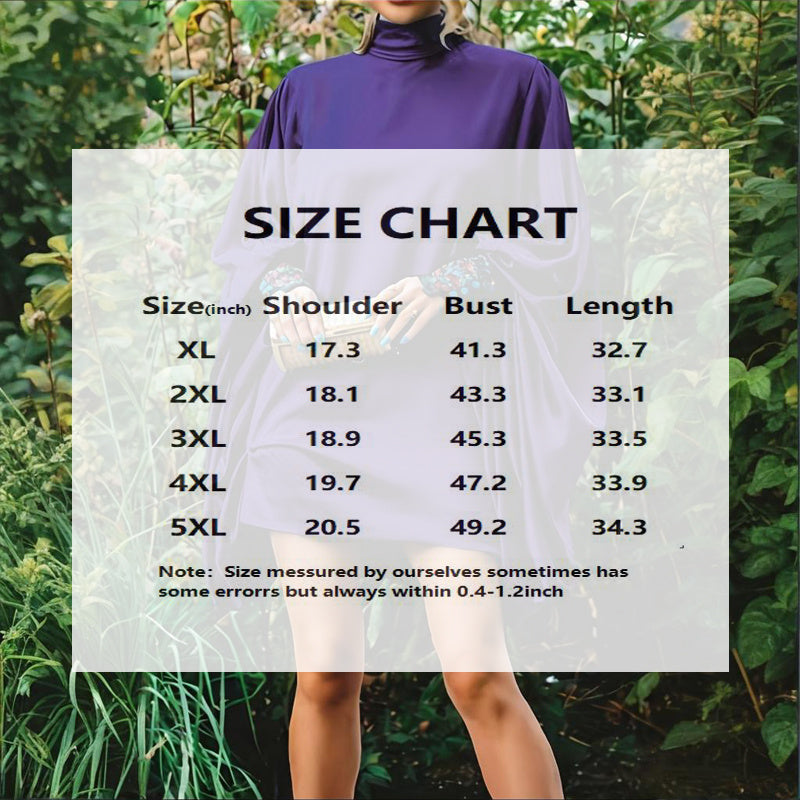 Plus Size Women's Solid Color High Neck Lantern Sleeve Dress - Elegant Evening Gown For Spring&Summer
