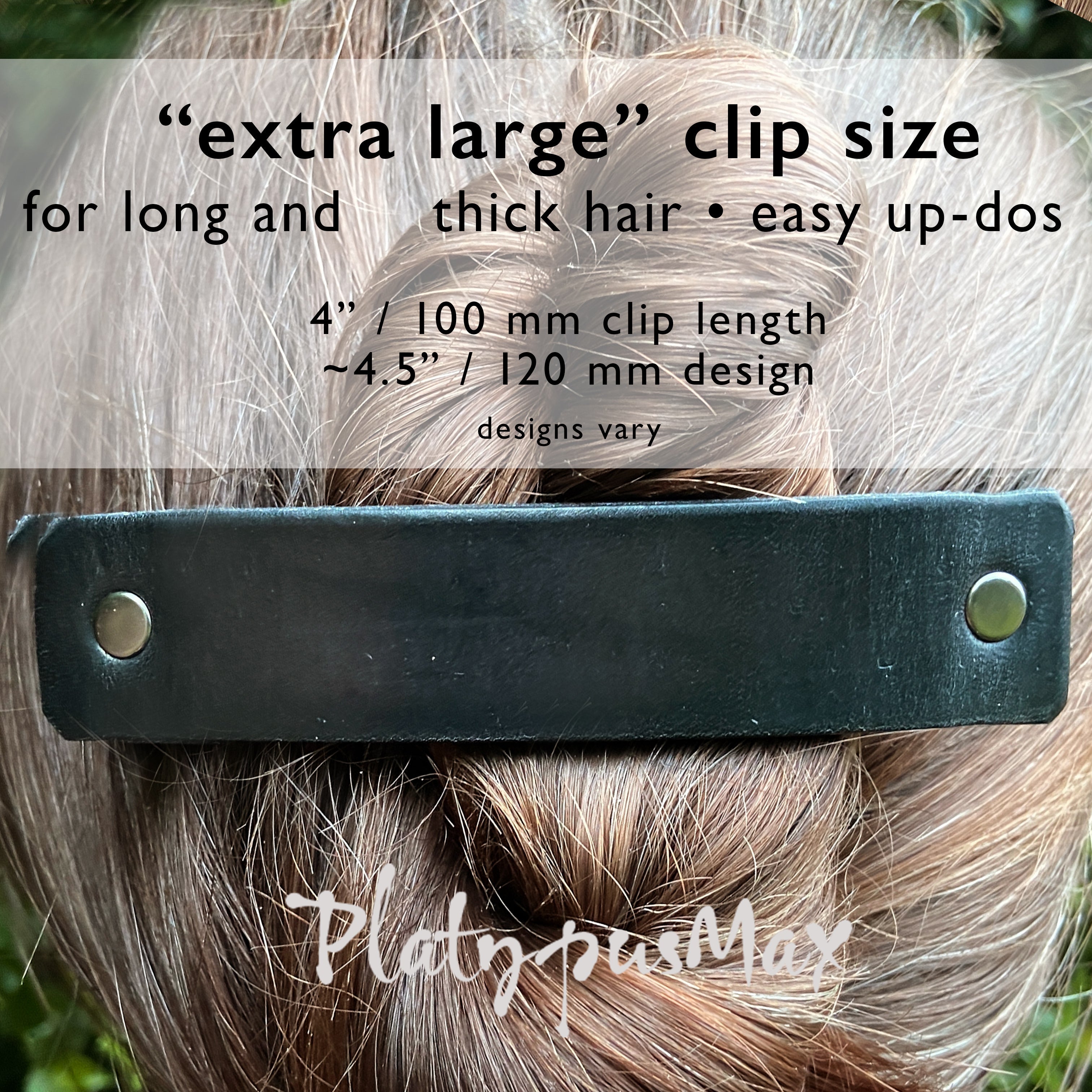 Black Barrette with Rustic Bronze Textured Studs